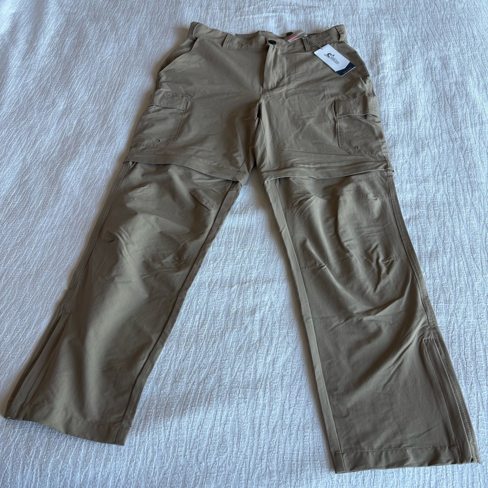 NWT World Wide Sportsman Men's Tan Convertible Cargo Tech Pants size 33 x 30